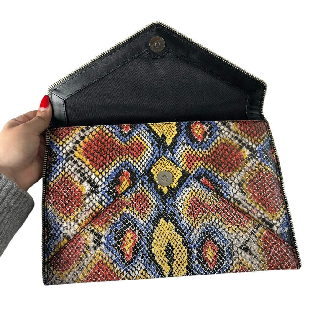 Rebecca Minkoff Leo Multi Colored Python Clutch - image 5